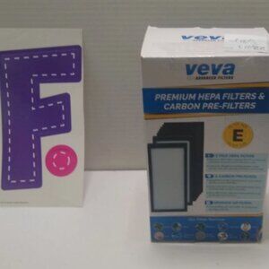 VEVA Premium HEPA Filter 2 Pack SIZE E Including 6 Carbon Pre Filters